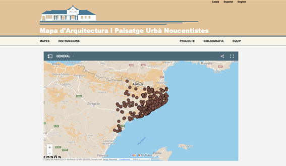 Mapa d'arquitectura i paisatge urbà noucentistes